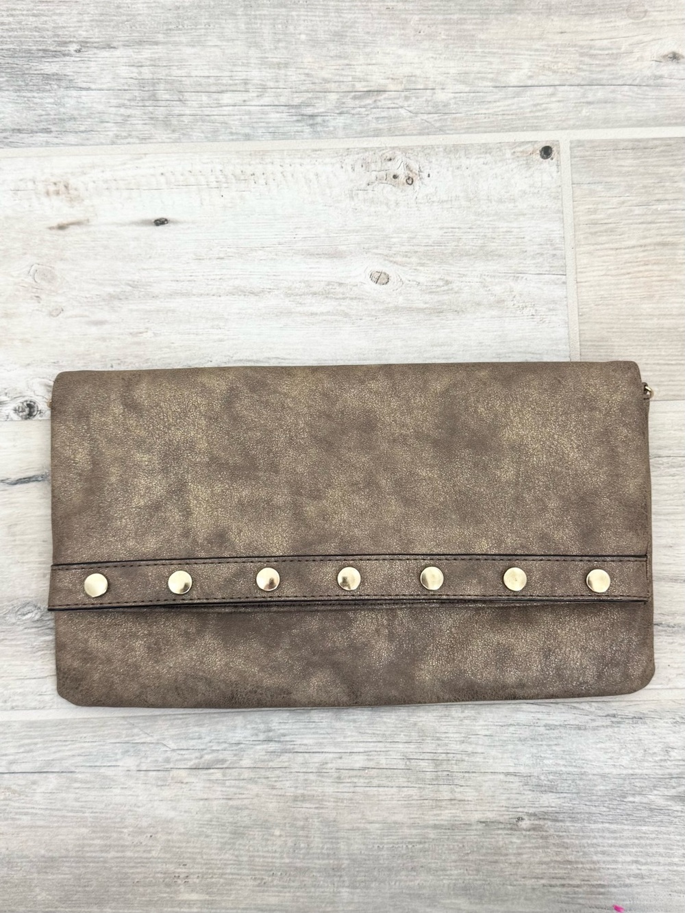 Mix No 6 Tan Brown Distressed Expandable Clutch Shoulder Crossbody Bag